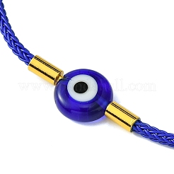 Lampwork Evil Eye & Brass Beaded Bangle&nbsp;BJEW-A008-01A