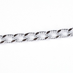 アルミカーブチェーン  溶接されていない  テクスチャ  プラチナ  リンク：12x7x3mm  3 M /袋&nbsp;CHA-WH0003-05P