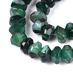 天然石瑪瑙ビーズ連売り  染め  多面カット  ロンデル  濃い緑  11~18x11~18x8~10mm  穴：1.2mm  約40~41個/連  14.57~14.96インチ（37~38cm）&nbsp;G-N356-01A-07