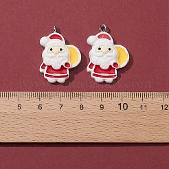 10個5スタイル不透明樹脂ペンダント  プラチナトーンの鉄ループ付き  サンタクロース＆クリスマスツリー＆トナカイ/クワガタ＆クリスマスリース  ミックスカラー  22.5~32x19.5~25x4~7.5mm  穴：2mm  2個/スタイル&nbsp;RESI-FS0001-29