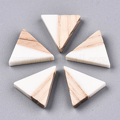 半透明の不透明な樹脂と木製のカボション  三角形  ミックスカラー  15x14.5x3mm&nbsp;X-CRES-N028-001A