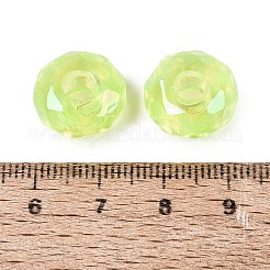 クリアアクリルヨーロピアンビーズ  大穴ビーズ  多面カット  フラットラウンド  緑黄  15x8mm  穴：4.7mm&nbsp;OACR-E033-25E