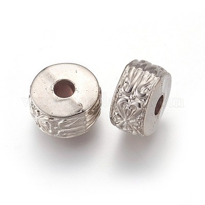 CCBプラスチックビーズ  フラットラウンド  プラチナ  13x7.5mm  穴：3.5mm&nbsp;CCB-F006-01P-1