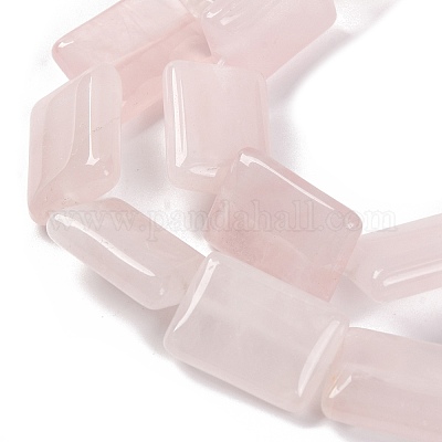 天然石ローズクォーツビーズ連売り  長方形  長方形  18x13.5x5.5mm  穴：1.2mm  約22個/連  15.75インチ（40cm）&nbsp;G-T047-B15-01-1