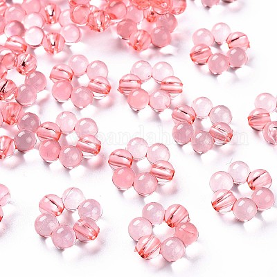 透明なアクリルビーズフレーム  花  鮭色  16.5x15.5x6mm  穴：2mm  約674個/500g&nbsp;TACR-S153-01A-52-1