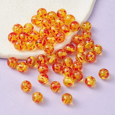 Resin Imitation Amber Beads Round Gold 8mm Hole 2mm