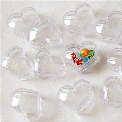 プラスチックビーズ収納ケース ハート 透明 30x18mmの通販 - PandaHall