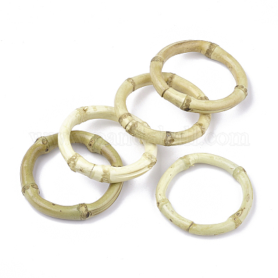 竹リンキングリング  染色されていない  リング  ライトカーキ  50~55x5~10mm  内径：40mm&nbsp;WOOD-Q039-09B-1
