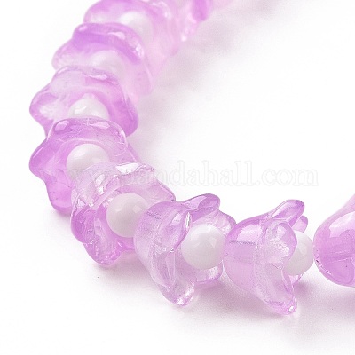 透明ガラスビーズ連売り  花  プラム  11~12x7.5~8mm  穴：1.4mm  約50個/連  11.42''（29センチメートル）&nbsp;LAMP-H061-01C-03-1