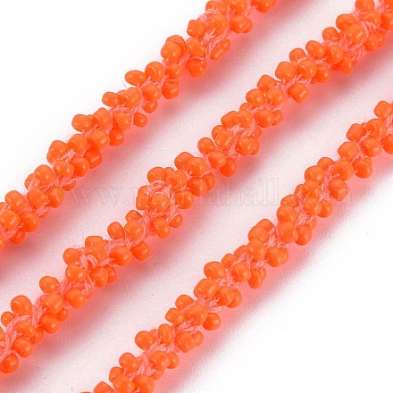 ポリエステルコード  ガラスシードビーズで  サンゴ  1/4インチ（5~6mm）&nbsp;NWIR-N015-001H-1