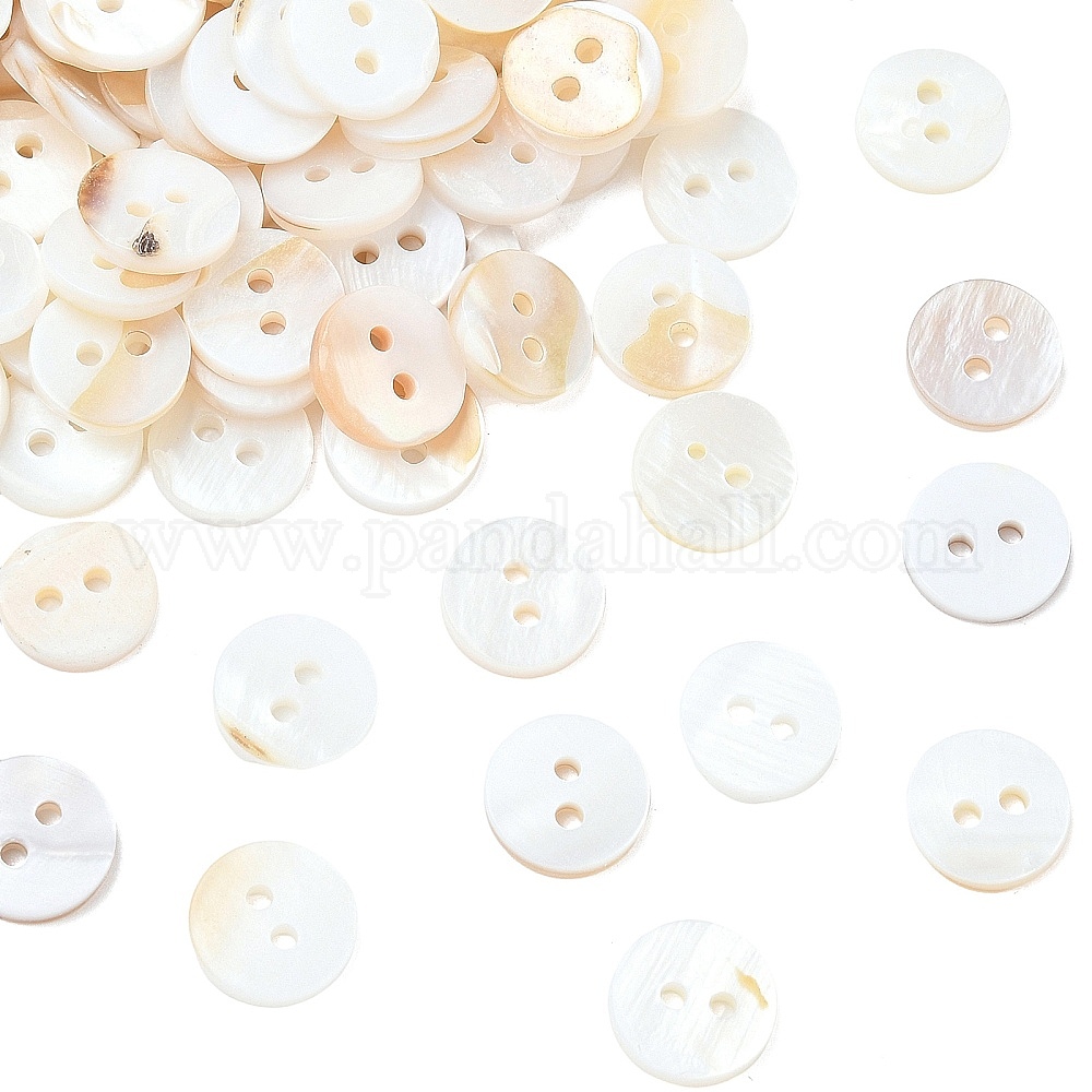 Shell Button Flat Wholesale 2-Hole Shell Flat Round Buttons - Pandahall.com