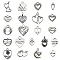 20Pcs Alloy Pendants, Heart, Antique Silver, 10~30mm, 20pcs/bag