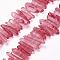 Natural Quartz Crystal Points Beads Strands, Dyed, Nuggets, 15~30x4~8x4~7mm, Hole: 1mm, 8 inch