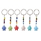 Handmade Procelain Keychain, with Glass Seed Bead and Iron Split Key Rings, Tortoise, Mixed Color, 7.25cm
