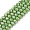 Electroplate Glass Beads Strands, Opaque Solid Color, AB Color Plated, Faceted, Rondelle, Olive Drab, 8x6mm, Hole: 1mm, about 60~62pcs/strand, 39~40cm
