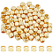 Brass Beads, Cube, Real 18K Gold Plated, 4x4x4mm, Hole: 2.6mm, 50pcs/set