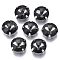 Sew on Rhinestone, Glass Rhinestone, Multi-strand Links, with Stainless Steel Settings, Garments Accessories, Faceted, Satellite, Black Diamond, 12x7mm, Hole: 1.2mm