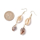 3Pairs Brass & Shell Dangle Earrings&nbsp;EJEW-JE06323-3