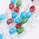 ガラスビーズ連売り  多面カット  ドロップ  カラフル  12x8mm  穴：1mm  約56~58個/連  25~27インチ&nbsp;EGLA-E010-8x12mm-03-1