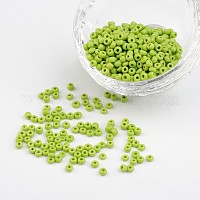 8/0不透明な色ラウンドガラスシードビーズ  緑黄  3mm  穴：1mm  約1101個/50g&nbsp;X-SEED-A010-3mm-44