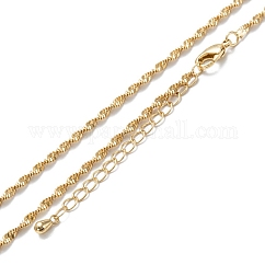 Brass Rope Chain Necklaces, Long-Lasting Plated, Real 18K Gold Plated, 15.94~16.34 inch(40.5~41.5cm)