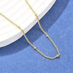 Brass Satellite Chains Necklace for Women, Cadmium Free & Lead Free, Real 18K Gold Plated, 17.44 inch(44.3cm)