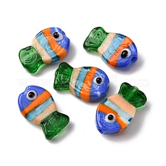 Handmade Lampwork Beads, Fish, Blue, 20~21x12~13x7.5~9.5mm, Hole: 1.5~1.6x1.5~2.5mm