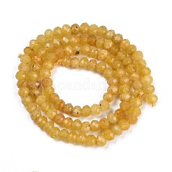 天然石ホワイトジェイドビーズ連売り  ファセットロンデル  染め  ゴールド  4~4.5x3mm  穴：1mm  約112~121個/連  13.54''~13.98''（34.4~35.5センチメートル）&nbsp;G-Z069-01G