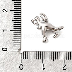 真鍮製チャーム  長持ちメッキ  鉛フリー＆カドミウムフリー  ラックめっき  丸カン付き  プラチナ  恐竜  13.5x14.5x4.5mm  穴：3mm&nbsp;KK-I364-02P-01