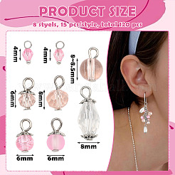 120Pcs 8 Style Acrylic & Glass Pendants&nbsp;PALLOY-SW00077