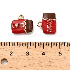 合金エナメルチャーム  食べ物テーマチャーム  チョコレート  12x13.5x4mm  穴：1.6mm&nbsp;PALLOY-R155-01G-02