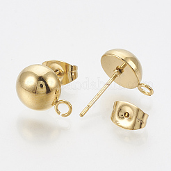 Ion Plating(IP) 201 Stainless Steel Stud Earring Findings&nbsp;STAS-Q225-16G-8mm