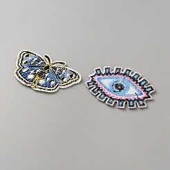 機械刺繍布地手縫い/アイロンワッペン  マスクと衣装のアクセサリー  アップリケ  ナザールボンジュウ  ミックスカラー  36~84x56~65x1~2mm  8個/セット&nbsp;PATC-WH0026-02B