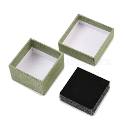 紙製のジュエリーディスプレイケース  リング、イヤリング、ネックレス、ブレスレットの収納用ジュエリーセットケース  スポンジで  正方形  ダークシーグリーン  5.2x5.2x3.3cm&nbsp;CON-K015-01A-02