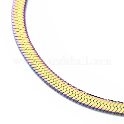 304ステンレススチールフラットスネークチェーンブレスレット男性用女性用  虹色  7-3/4インチ（19.6cm）&nbsp;BJEW-E076-01MC-03