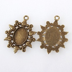 Vintage Tibetan Style Alloy Flower Pendant Cabochon Bezel Settings&nbsp;TIBEP-M018-41AB-NF