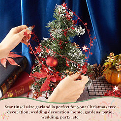 PVC Sparkly Star Metallic Garland with Iron Wire&nbsp;AJEW-TAC0034-08B