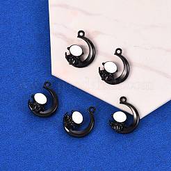 焼付塗装合金ペンダント  宇宙飛行士は月に座る  ブラック  18.5x14.2x6mm  穴：1.4mm&nbsp;X-PALLOY-R136-04A