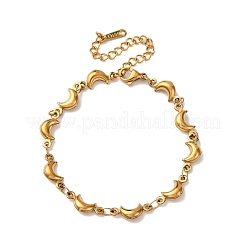 女性用304ステンレススチールリンクブレスレット  ムーン  イオンプレーティング（ip）  18KGP本金メッキ  7インチ（17.8cm）&nbsp;BJEW-L706-02G
