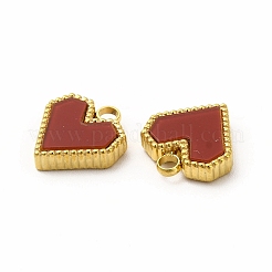 PVD真空メッキ304ステンレスペンダント  アクリルと  ハート  ファイヤーブリック  12x11x3mm  穴：2mm&nbsp;STAS-A076-06G-02