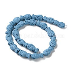 魚で染めた天然の溶岩石ビーズ連売り  ライトスカイブルー  21.5x12x6mm  穴：1.6mm  約19個/連  16.14''（41センチメートル）&nbsp;G-O126-01A-01