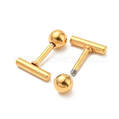 イオンプレーティング（IP）304ステンレススチールスタッドピアス  軟骨ピアス  コラム  ゴールドカラー  8x2mm&nbsp;EJEW-Z034-04A-G