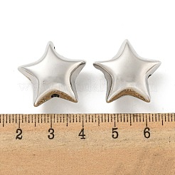 ラックメッキ真鍮製ビーズ  鉛フリー＆カドミウムフリー  長持ちメッキ  スター  プラチナ  22x21x10mm  穴：2mmと3mm&nbsp;KK-P270-08P