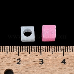 プラスチックビーズ  模造ゼリー  キューブとラムドン文字  ミックスカラー  6x6x6mm  穴：3.8mm  約3846個/500g&nbsp;KY-F023-11