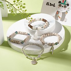 Round Bodhi Beads Stretch Bracelets Sets&nbsp;BJEW-JB07346