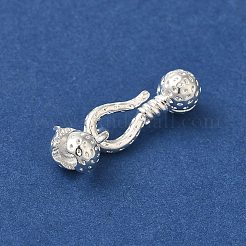 メッキ真鍮のフッククラスプラック  長持ちメッキ  鉛フリー＆カドミウムフリー  銀  15.5mm&nbsp;KK-F873-35S