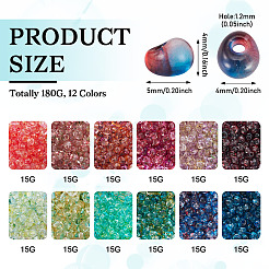180G 12 Colors 6/0 Gradient Color Glass Seed Beads&nbsp;SEED-TA0001-63