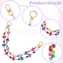 1Pc Acrylic Heart & Apple Bead Bag Decorative Chains&nbsp;HJEW-SC0003-34