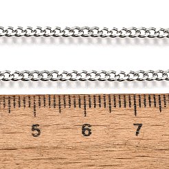変色しない304ステンレススチールカーブチェーンネックレス  カニカン付き  ステンレス鋼色  19.68インチ（50cm）&nbsp;NJEW-L162-01B-P