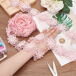 Organza Lace Trim with Resin Imitation Pearl Beads&nbsp;OCOR-WH0085-53A